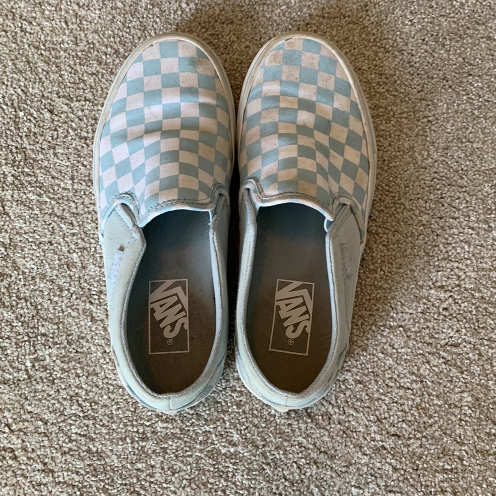 Light blue checkered vans